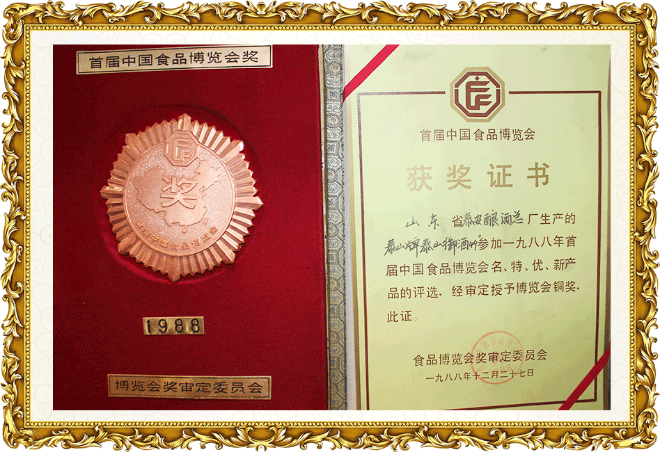 首届中国食物展览会金奖